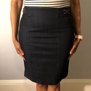 Knee length denim skirt